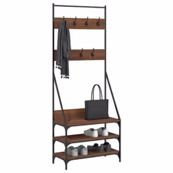vidaXL Clothes Rack with Shoe Storage Garment Rack Clothes Rail Coat Hanger - brown oak