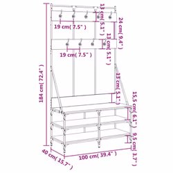 vidaXL Clothes Rack with Shoe Storage Garment Rack Clothes Shelf Clothes Rail - black