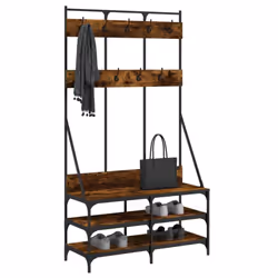 vidaXL Clothes Rack with Shoe Storage Garment Rack Clothes Shelf Clothes Rail - smoked oak