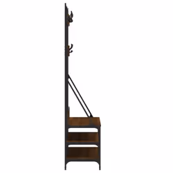 vidaXL Clothes Rack with Shoe Storage Garment Rack Clothes Shelf Clothes Rail - brown oak - Additional view 4