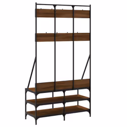 vidaXL Clothes Rack with Shoe Storage Garment Rack Clothes Shelf Clothes Rail - brown oak - Additional view 5