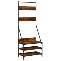 vidaXL Clothes Rack with Shoe Storage Garment Rack Clothes Rail Sonoma Oak - smoked oak, 70 x 40 x 184 cm