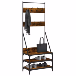 vidaXL Clothes Rack with Shoe Storage Garment Rack Clothes Rail Sonoma Oak - smoked oak, 70 x 40 x 184 cm