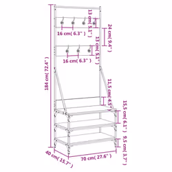 vidaXL Clothes Rack with Shoe Storage Garment Rack Clothes Rail Sonoma Oak - smoked oak, 70 x 40 x 184 cm