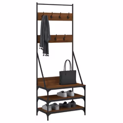 vidaXL Clothes Rack with Shoe Storage Garment Rack Clothes Rail Sonoma Oak - brown oak, 70 x 40 x 184 cm - Additional view 2