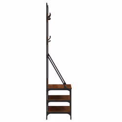 vidaXL Clothes Rack with Shoe Storage Garment Rack Clothes Rail Sonoma Oak - brown oak, 70 x 40 x 184 cm - Additional view 4