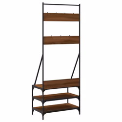 vidaXL Clothes Rack with Shoe Storage Garment Rack Clothes Rail Sonoma Oak - brown oak, 70 x 40 x 184 cm - Additional view 5
