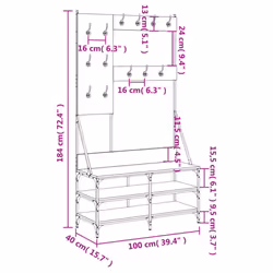 vidaXL Clothes Rack with Shoe Storage Garment Rack Shelf Clothes Rail Black - Additional view 8