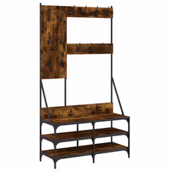 vidaXL Clothes Rack with Shoe Storage Garment Rack Clothes Shelf Clothes Rail - smoked oak