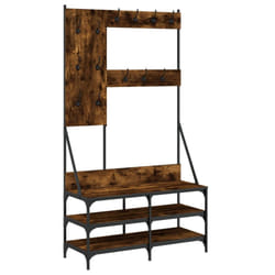 vidaXL Clothes Rack with Shoe Storage Garment Rack Clothes Shelf Clothes Rail - smoked oak
