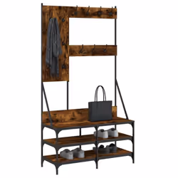 vidaXL Clothes Rack with Shoe Storage Garment Rack Clothes Shelf Clothes Rail - smoked oak