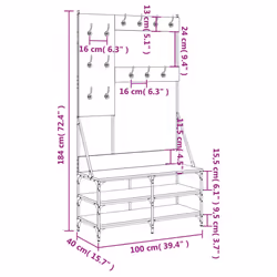 vidaXL Clothes Rack with Shoe Storage Garment Rack Clothes Shelf Clothes Rail - smoked oak