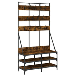 vidaXL Clothes Rack with Shoe Storage Garment Rack Clothes Shelf Clothes Rail - smoked oak