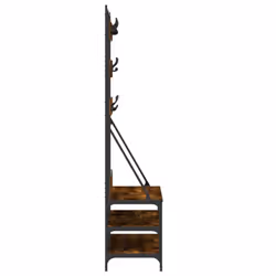 vidaXL Clothes Rack with Shoe Storage Garment Rack Clothes Shelf Clothes Rail - smoked oak - Additional view 4