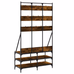 vidaXL Clothes Rack with Shoe Storage Garment Rack Clothes Shelf Clothes Rail - smoked oak - Additional view 5