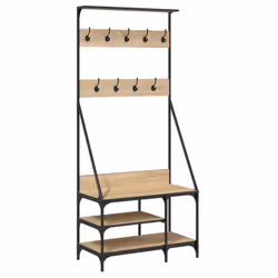 vidaXL Clothes Rack with Shoe Storage Garment Rack Clothes Shelf Clothes Rail - sonoma oak