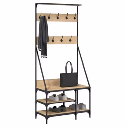 vidaXL Clothes Rack with Shoe Storage Garment Rack Clothes Shelf Clothes Rail - sonoma oak
