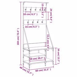 vidaXL Clothes Rack with Shoe Storage Garment Rack Clothes Shelf Clothes Rail - sonoma oak