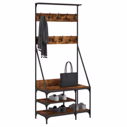 vidaXL Clothes Rack with Shoe Storage Garment Rack Clothes Shelf Clothes Rail - smoked oak