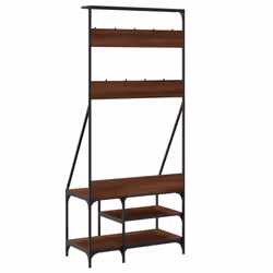 vidaXL Clothes Rack with Shoe Storage Garment Rack Clothes Shelf Clothes Rail - brown oak - Additional view 5
