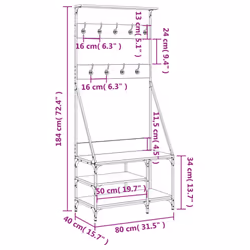 vidaXL Clothes Rack with Shoe Storage Garment Rack Clothes Shelf Clothes Rail - brown oak - Additional view 8