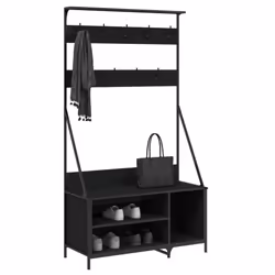 vidaXL Clothes Rack with Shoe Storage Garment Rack Clothes Rail Smoked Oak - black - Additional view 2