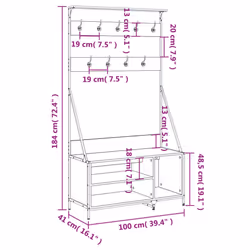 vidaXL Clothes Rack with Shoe Storage Garment Rack Clothes Rail Smoked Oak - black - Additional view 8