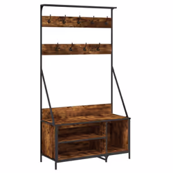 vidaXL Clothes Rack with Shoe Storage Garment Rack Clothes Rail Smoked Oak - smoked oak