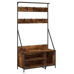 vidaXL Clothes Rack with Shoe Storage Garment Rack Clothes Rail Smoked Oak - smoked oak