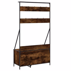 vidaXL Clothes Rack with Shoe Storage Garment Rack Clothes Rail Smoked Oak - smoked oak - Additional view 5