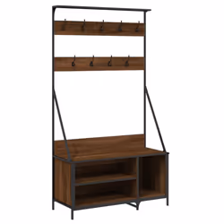 vidaXL Clothes Rack with Shoe Storage Garment Rack Clothes Rail Smoked Oak - brown oak