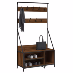 vidaXL Clothes Rack with Shoe Storage Garment Rack Clothes Rail Smoked Oak - brown oak