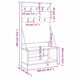 vidaXL Clothes Rack with Shoe Storage Garment Rack Clothes Rail Smoked Oak - brown oak - Additional view 8