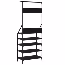 vidaXL Clothes Rack with Shoe Storage Garment Rack Clothes Rail Smoked Oak - black, 70 x 34 x 184 cm - Additional view 5