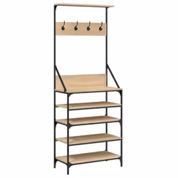 vidaXL Clothes Rack with Shoe Storage Garment Rack Clothes Rail Smoked Oak - sonoma oak, 70 x 34 x 184 cm