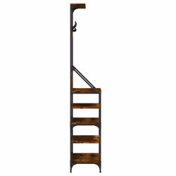 vidaXL Clothes Rack with Shoe Storage Garment Rack Clothes Rail Smoked Oak - smoked oak, 70 x 34 x 184 cm - Additional view 4