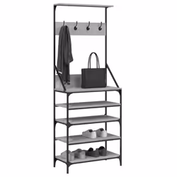 vidaXL Clothes Rack with Shoe Storage Garment Rack Clothes Rail Grey Sonoma