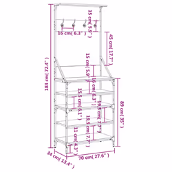 vidaXL Clothes Rack with Shoe Storage Garment Rack Clothes Rail Grey Sonoma - Additional view 8
