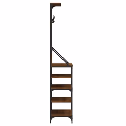 vidaXL Clothes Rack with Shoe Storage Garment Rack Clothes Rail Smoked Oak - brown oak, 70 x 34 x 184 cm - Additional view 4