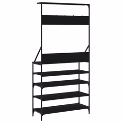 vidaXL Clothes Rack with Shoe Storage Garment Rack Clothes Rail Smoked Oak - black, 90 x 34 x 184 cm - Additional view 5