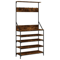 vidaXL Clothes Rack with Shoe Storage Garment Rack Clothes Rail Smoked Oak - smoked oak, 90 x 34 x 184 cm