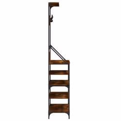 vidaXL Clothes Rack with Shoe Storage Garment Rack Clothes Rail Smoked Oak - smoked oak, 90 x 34 x 184 cm - Additional view 4
