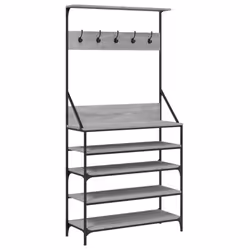 vidaXL Clothes Rack with Shoe Storage Garment Rack Clothes Rail Smoked Oak - grey sonoma, 90 x 34 x 184 cm