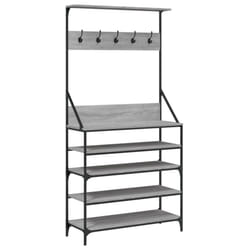 vidaXL Clothes Rack with Shoe Storage Garment Rack Clothes Rail Smoked Oak - grey sonoma, 90 x 34 x 184 cm
