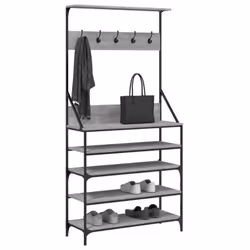 vidaXL Clothes Rack with Shoe Storage Garment Rack Clothes Rail Smoked Oak - grey sonoma, 90 x 34 x 184 cm
