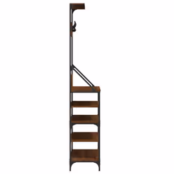 vidaXL Clothes Rack with Shoe Storage Garment Rack Clothes Rail Smoked Oak - brown oak, 90 x 34 x 184 cm - Additional view 4