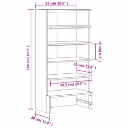 vidaXL Shoe Cabinet Wooden Shoe Cabinet Shoe Storage Shelf Solid Wood Pine - 52 x 30 x 104 cm - Additional view 8