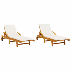 VidaXL 3206372, Lounge, Padded seat, Acacia wood, Cream, White, 110 kg, 680 mm