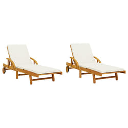 VidaXL 3206372 outdoor chair Lounge Padded seat Acacia wood Cream, White