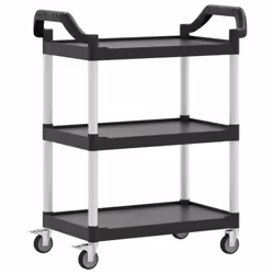 vidaXL 3-Tier Trolley Serving Cart Kitchen Storage Serving Trolley Aluminium - black, 81 x 41 x 92 cm